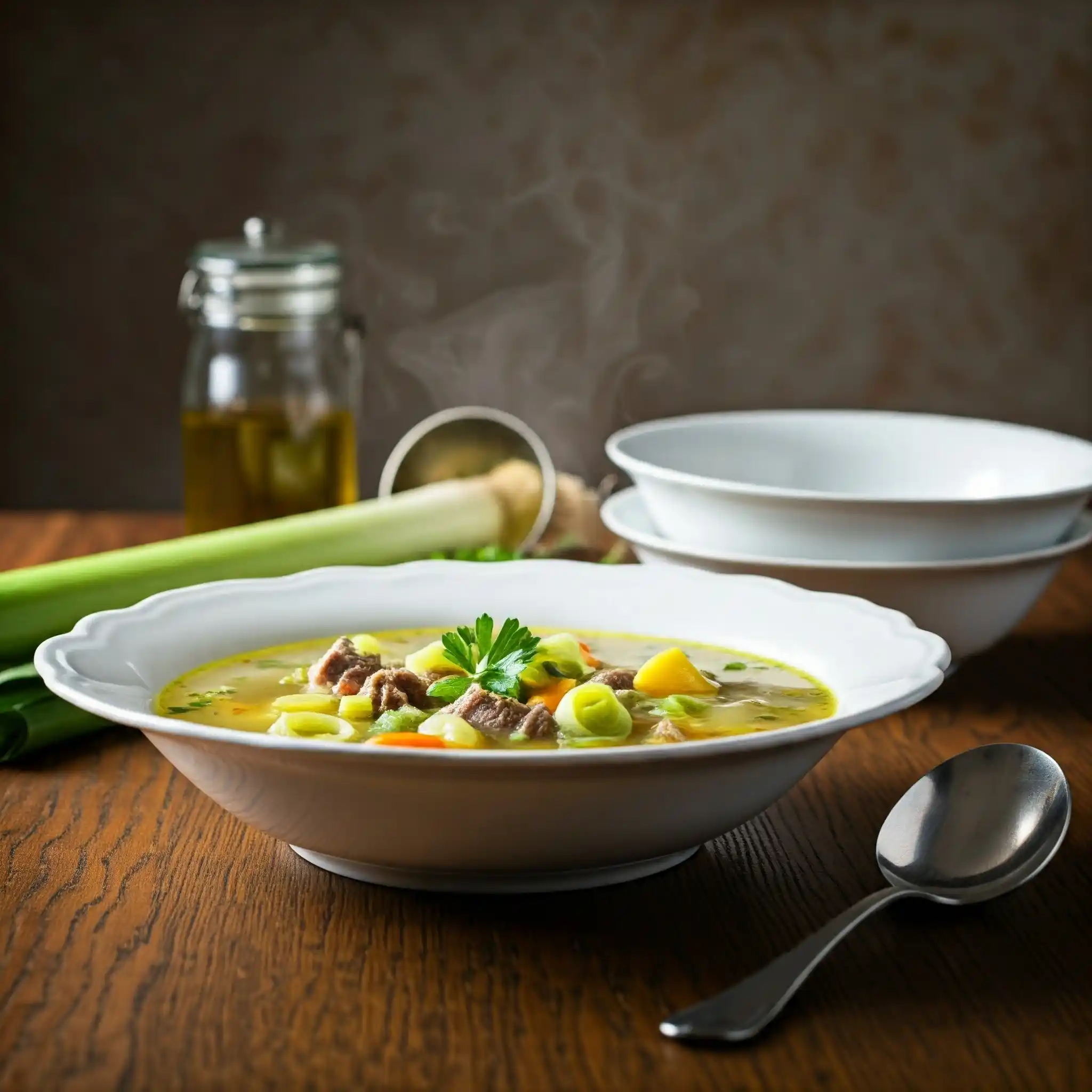 Easy recipe for soup using leeks and beef