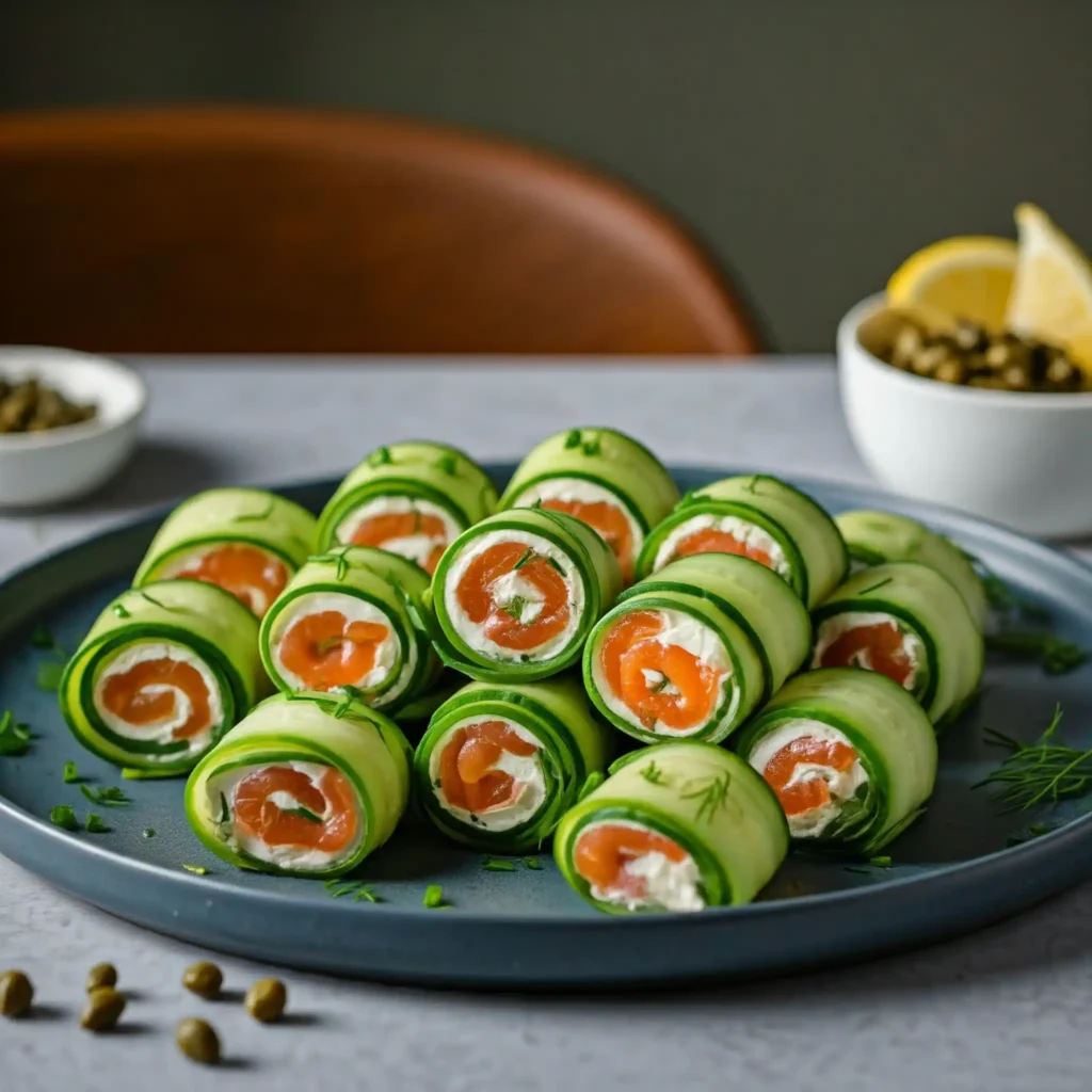 Gemini Generated Image opfl2lopfl2lopfl 11zon Chatelaine Smoked Salmon Roll on Cucumber Recipe