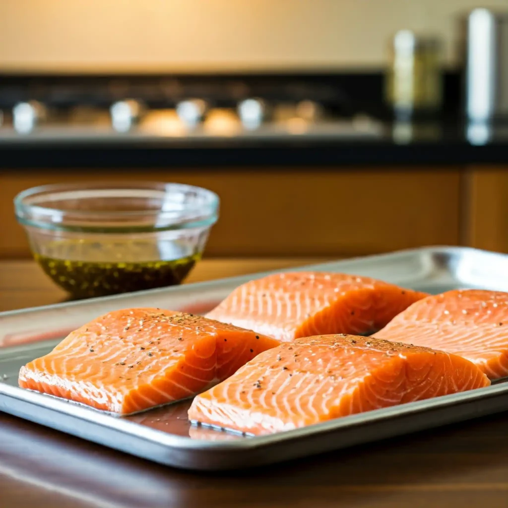 Marinate: Evenly coat the salmon with your marinade.