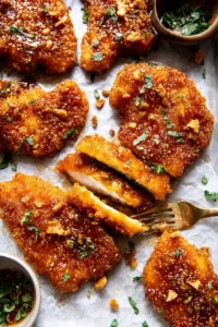 crispy hot honey chicken recipe drizzled with spicy honey glaze