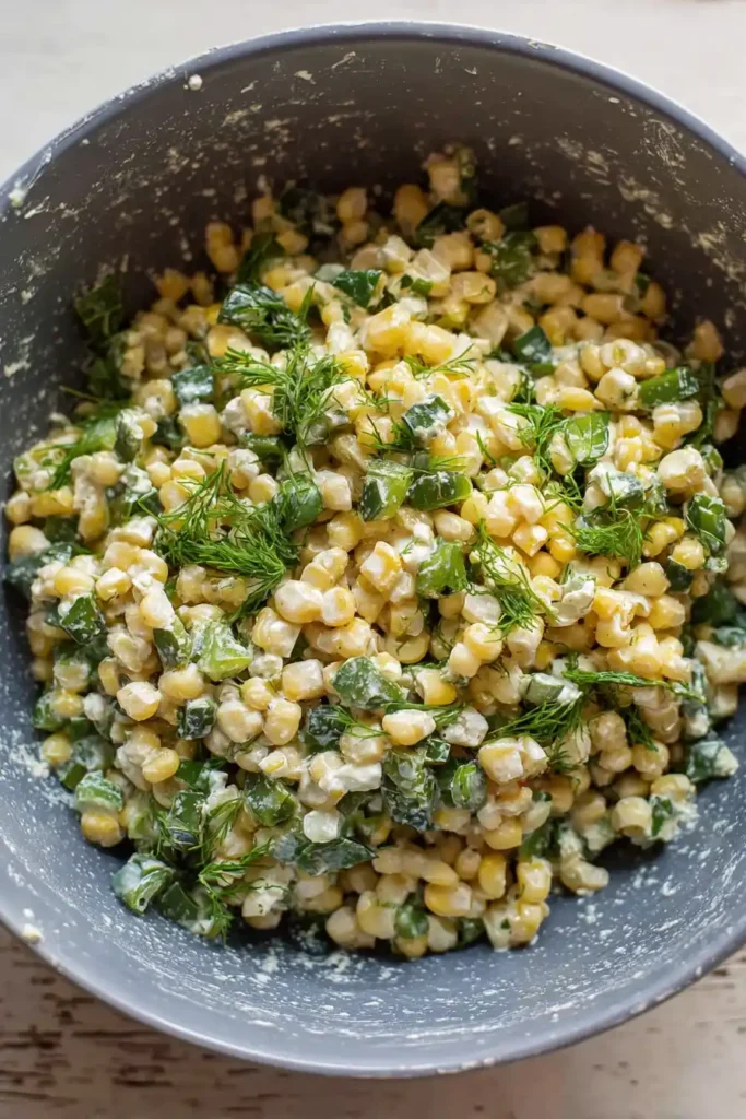Corn salad with herbs and sour cream