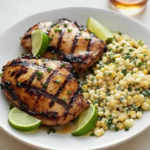 Hot Honey Grilled Chicken with lime corn salad