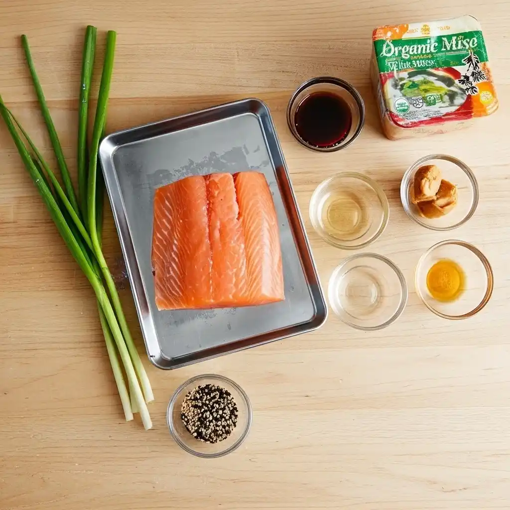 miso salmon ingredients on tray