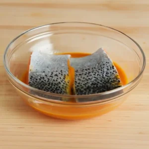 salmon fillets in miso marinade