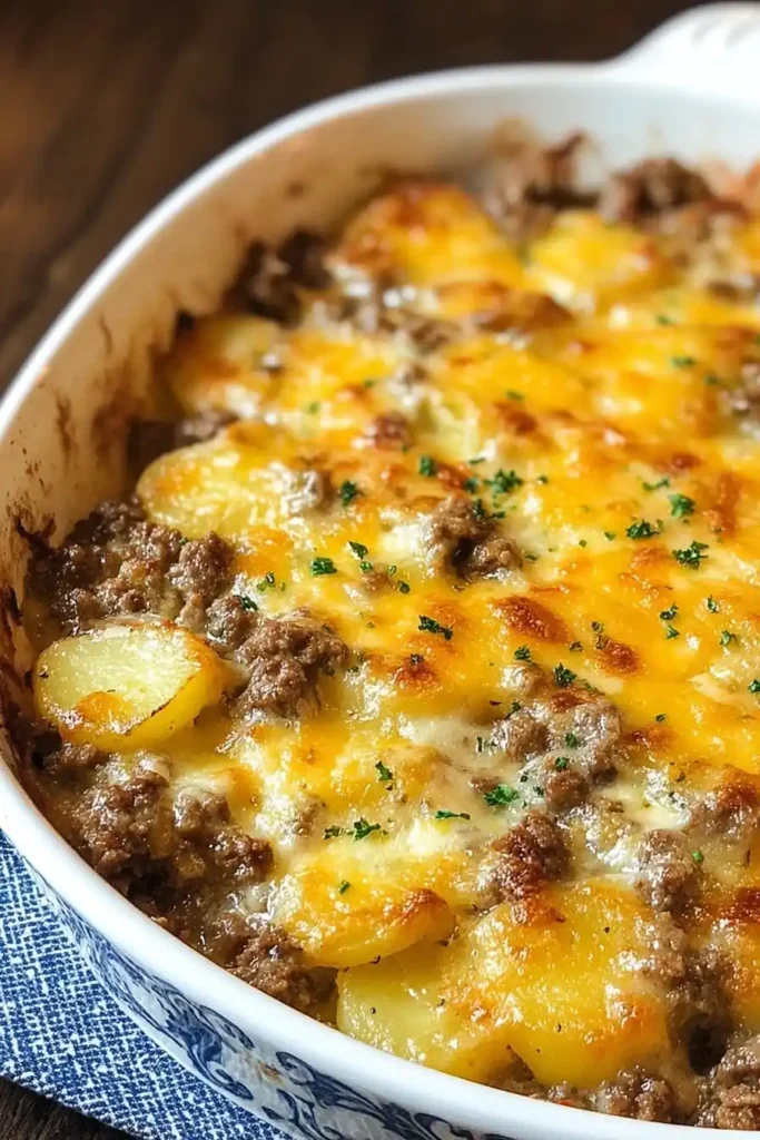 Cheesy Ground Beef and Potato Casserole Recipe Family Comfort Food