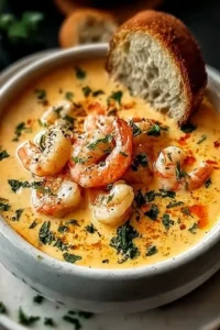 Ingredients for Crab and Shrimp Seafood Bisque including shrimp, crab, and vegetables.