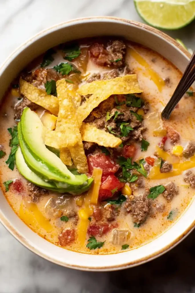 Creamy Cheesy Ground Beef Taco Soup ground beef recipes