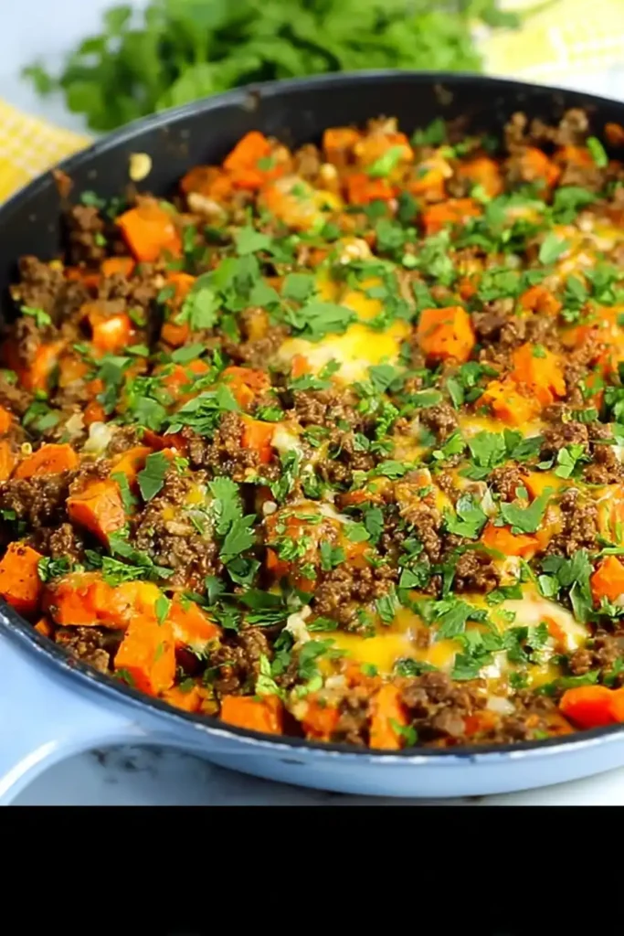 Southwest Ground Beef and Sweet Potato Skillet – Easy One Pan Dinner