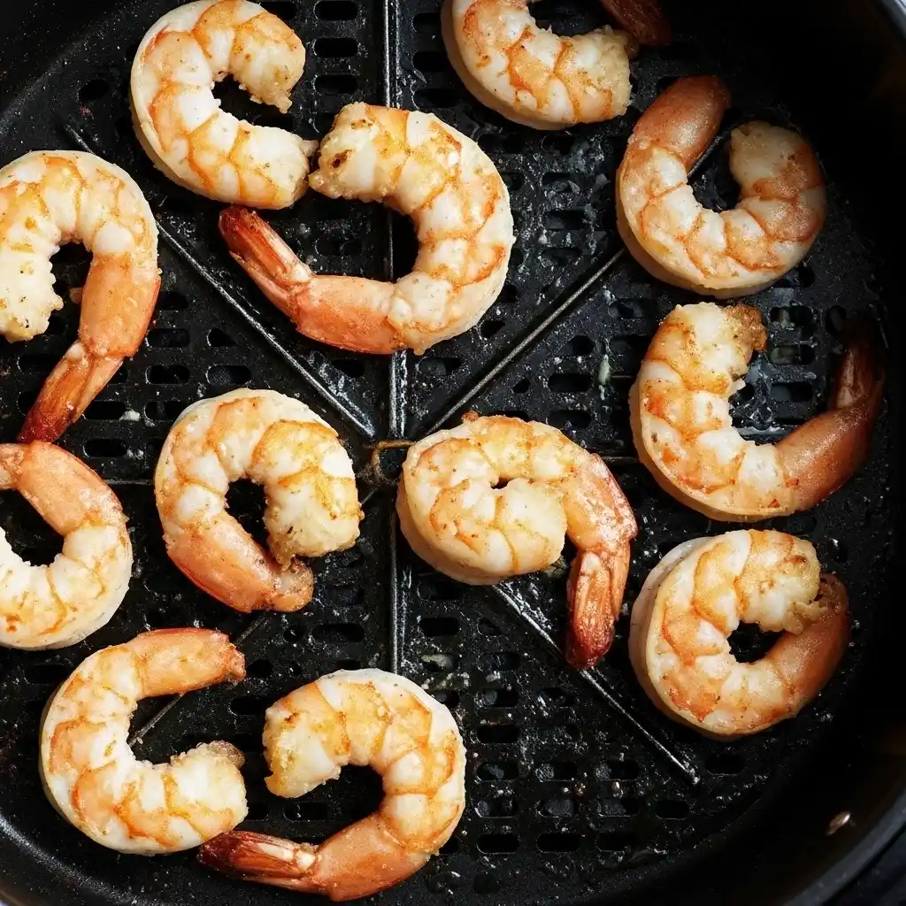 Cooked shrimp scampi ready to serve from air fryer