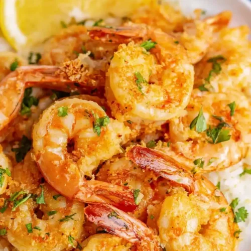 Air Fryer Shrimp Scampi with garlic butter and lemon