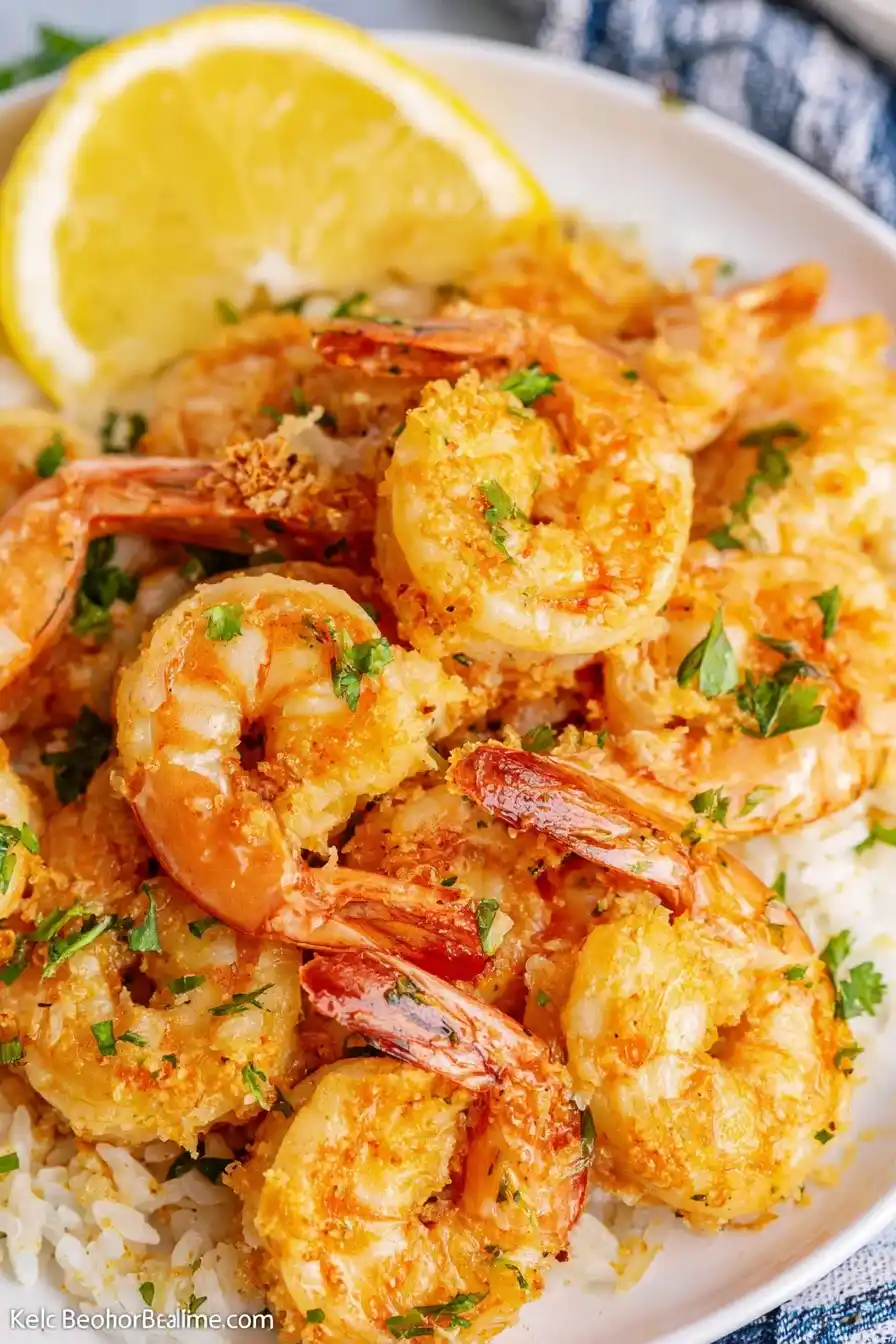 Air Fryer Shrimp Scampi with garlic butter and lemon