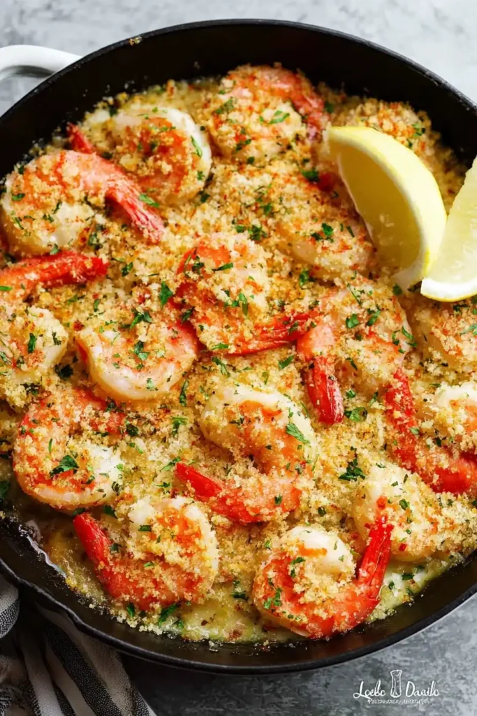 baked shrimp scampi in oven with breadcrumbs