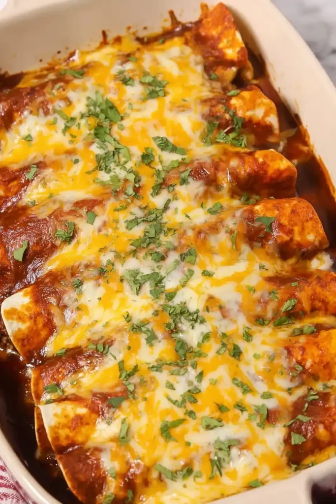 easy cheesy ground beef enchiladas baked dish