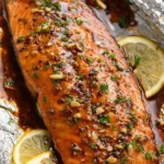 Garlic Brown Sugar Glazed Salmon baked with brown sugar, garlic, and soy glaze