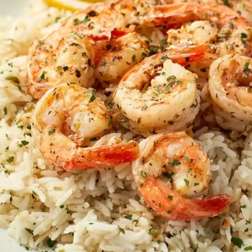 Garlic Butter Shrimp Scampi Over Rice