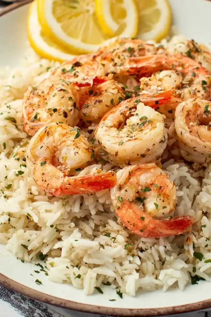 Garlic Butter Shrimp Scampi Over Rice