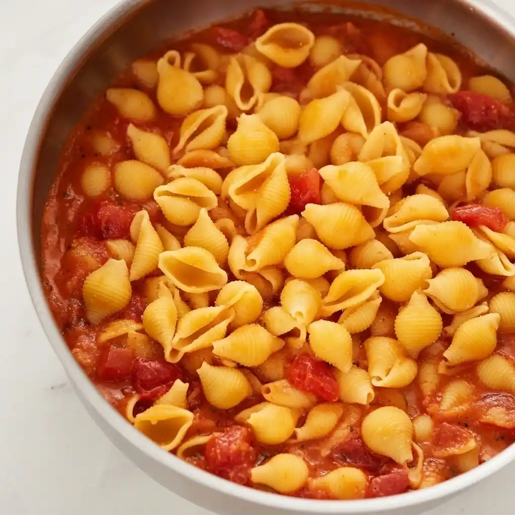 ground beef cherry tomato pasta skillet add pasta Ground Beef and Cherry Tomato Pasta Skillet