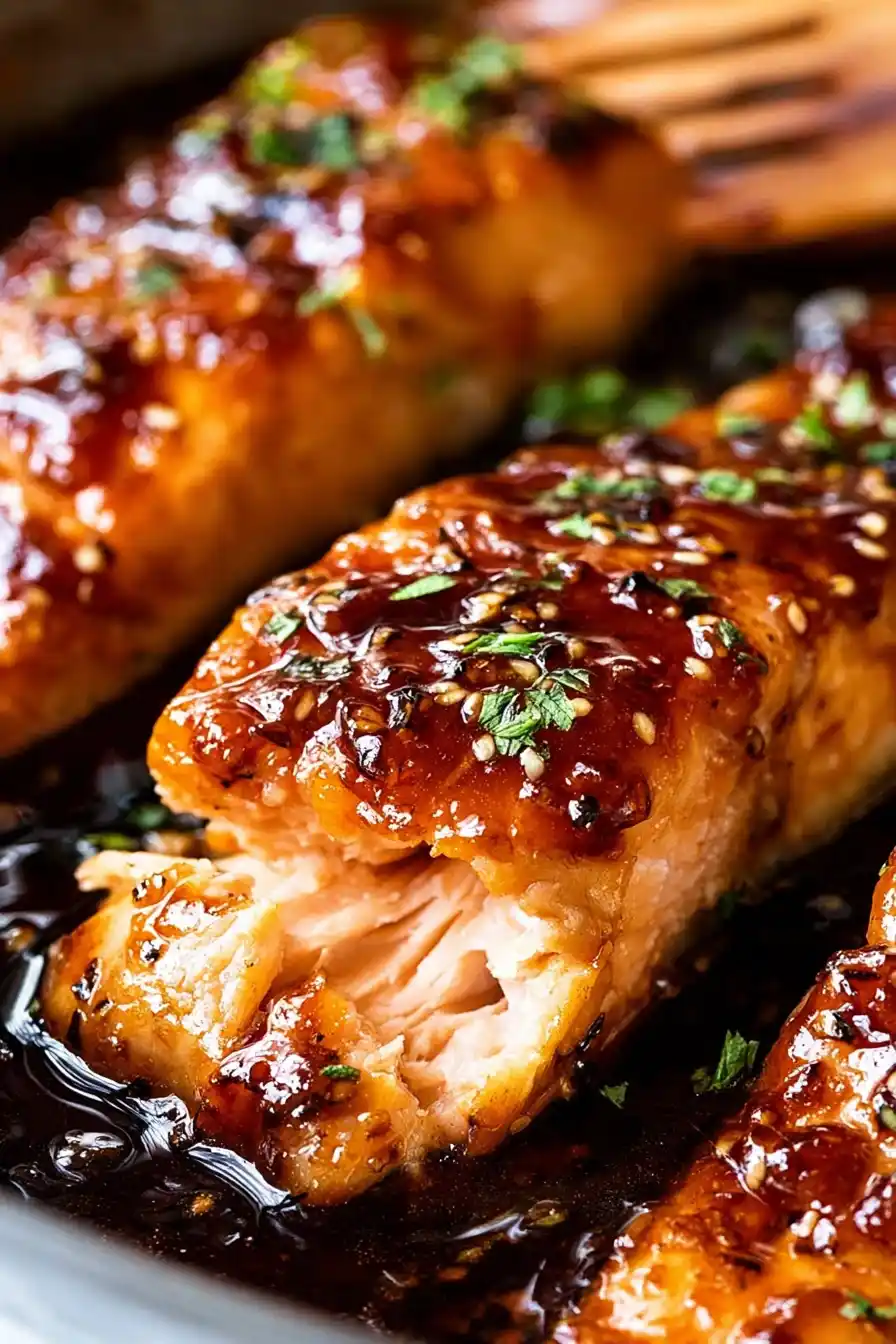 honey garlic glazed salmon ready to serve