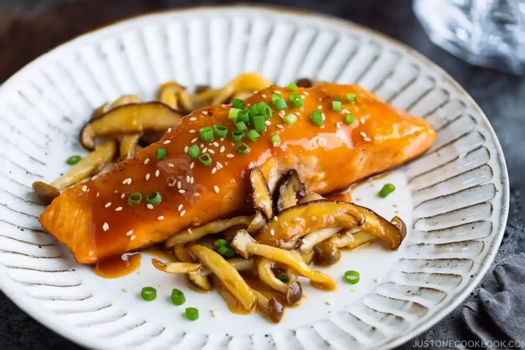 Miso butter salmon with creamy glaze
