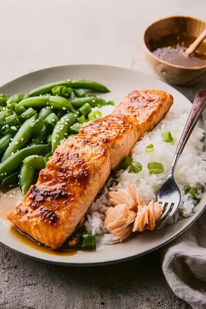 miso salmon with sesame seeds and scallions