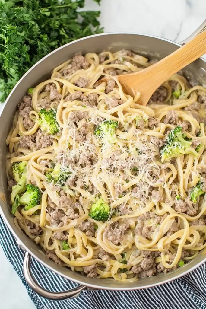 one-pot-ground-beef-alfredo