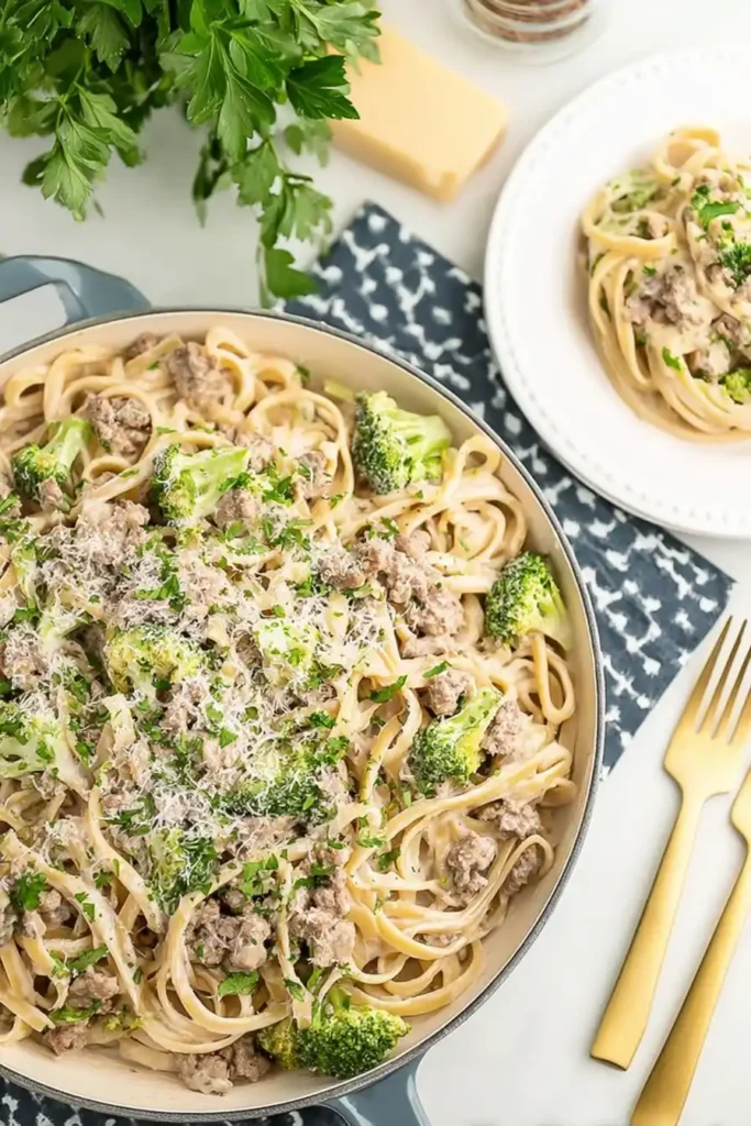 serving-one-pot-ground-beef-alfredo
