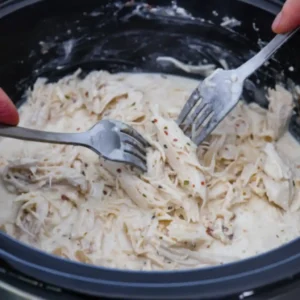 shredding chicken for garlic parmesan pasta