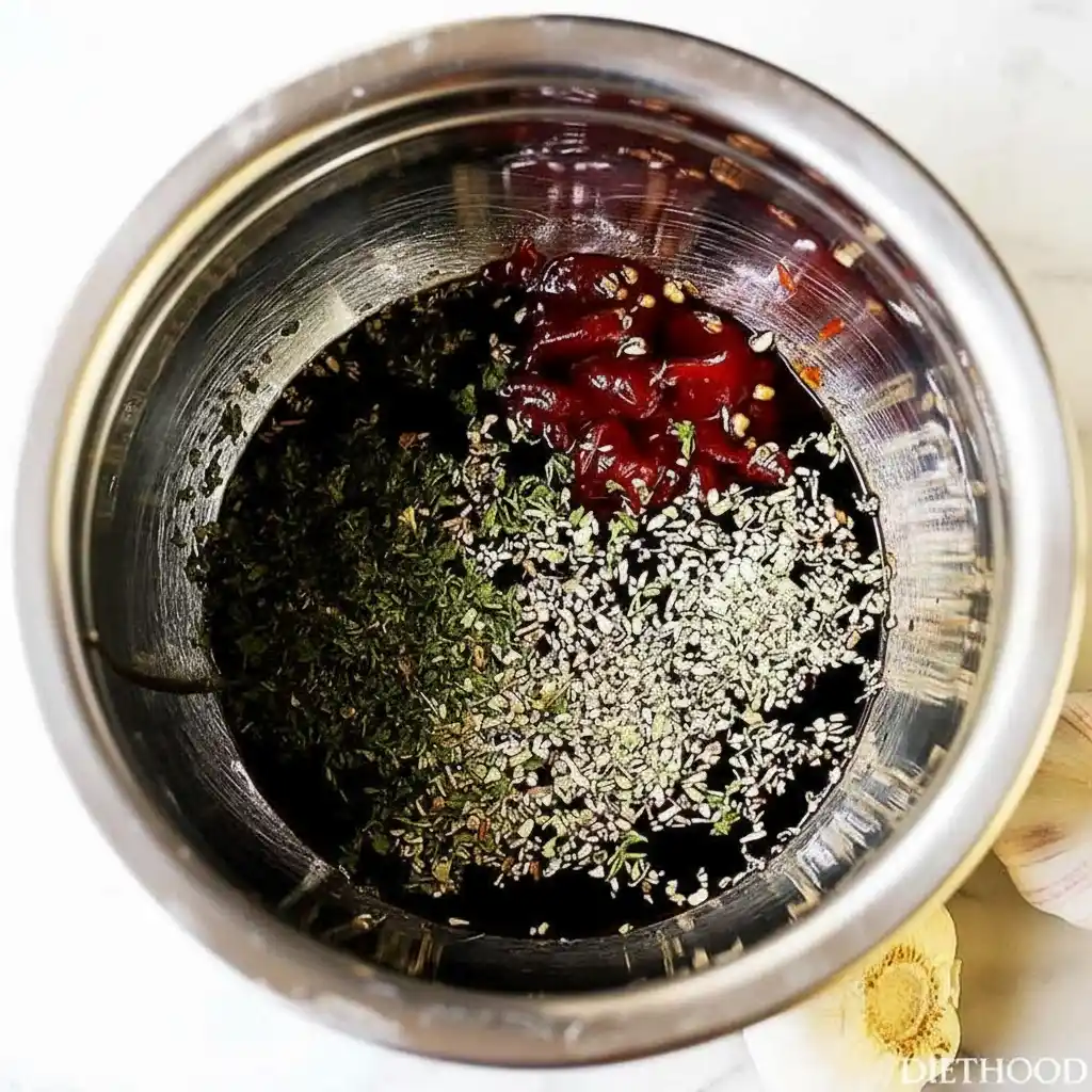 Honey garlic chicken sauce being mixed in bowl