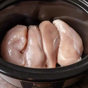 raw chicken breasts in crock pot for Mississippi chicken recipe