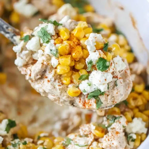 Slow Cooker Street Corn Chicken creamy and cheesy mix