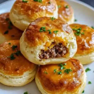 Garlic Parmesan Cheeseburger Bombs fresh from oven with melted cheddar