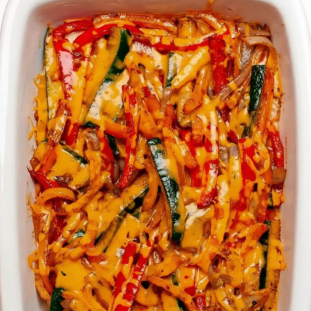 Layering chicken fajita casserole with vegetables and cheese