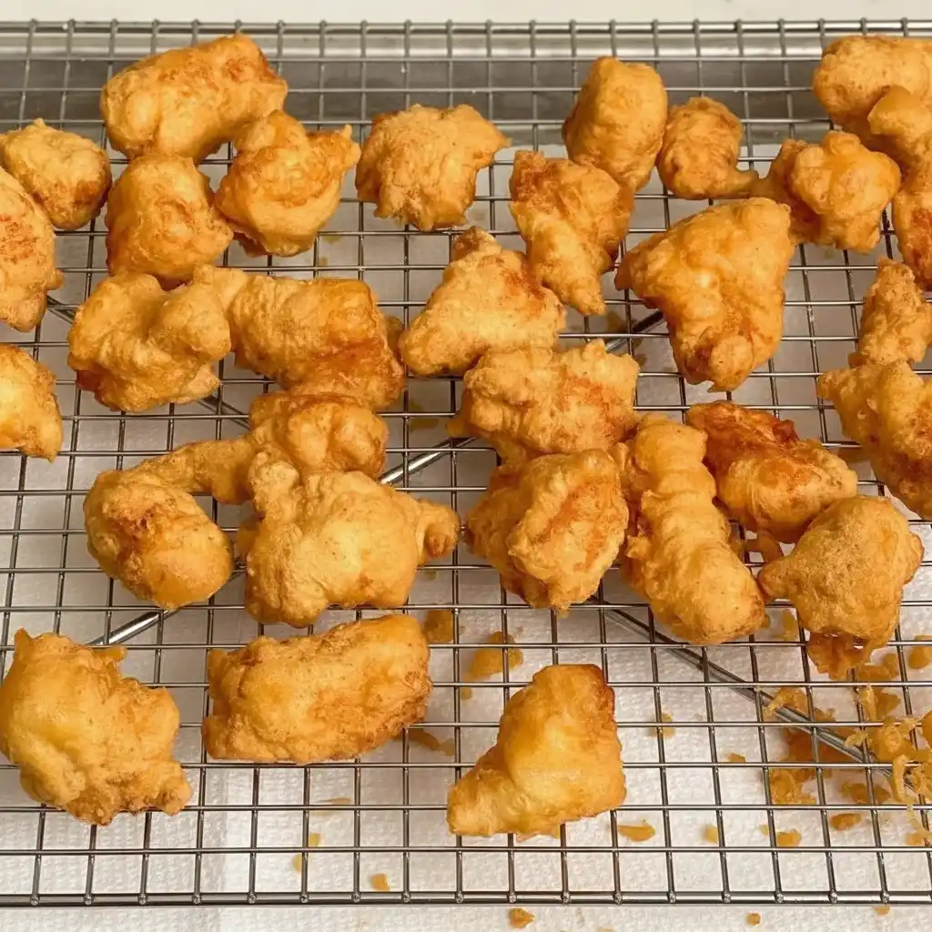 Double-fried chicken for honey sesame chicken