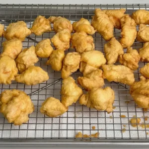 Fried chicken on wire rack