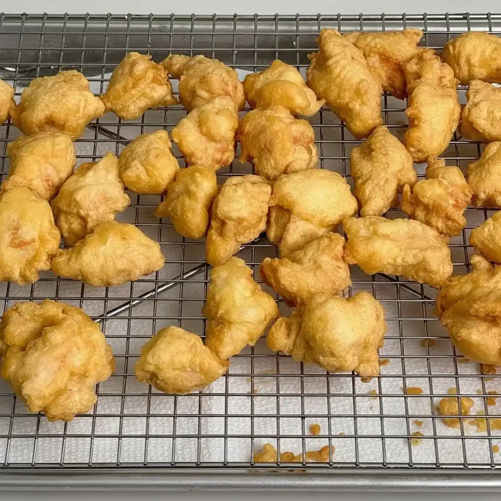 Fried chicken on wire rack